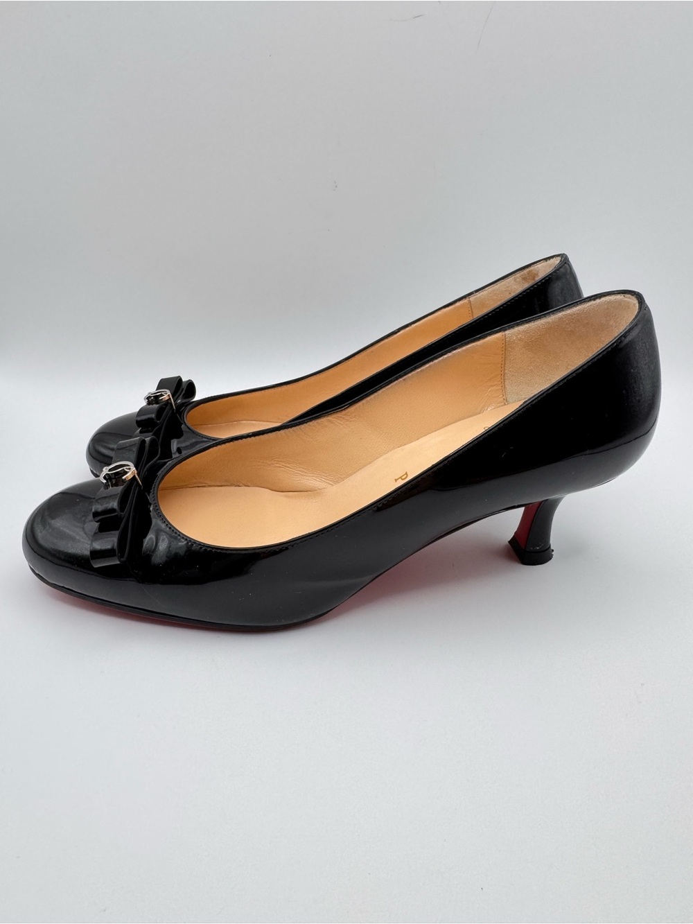 Christian Louboutin Marcia Nodo 55 Black Patent Leather Bow Heels Sz 36 W/Box - Picture 4 of 11